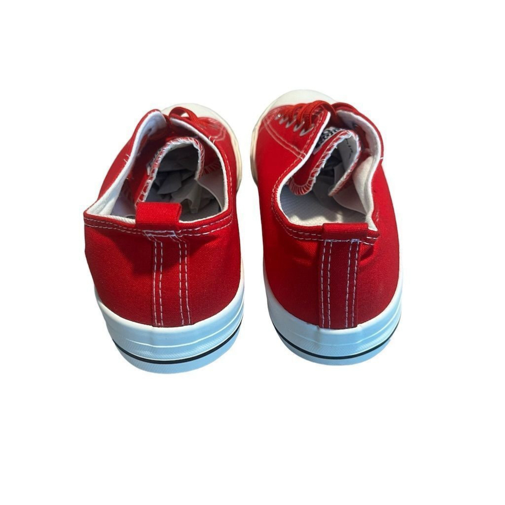 Fashion Fefoe Red Canvas Low Top Sneakers Women's Size 7 - Picture 3 of 7